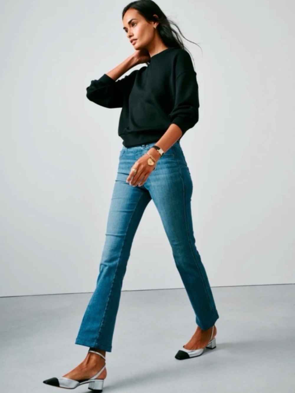 Share SPANXshape EveryWear Kick Flare Jeans Vintage Indigo Petite Large NWT